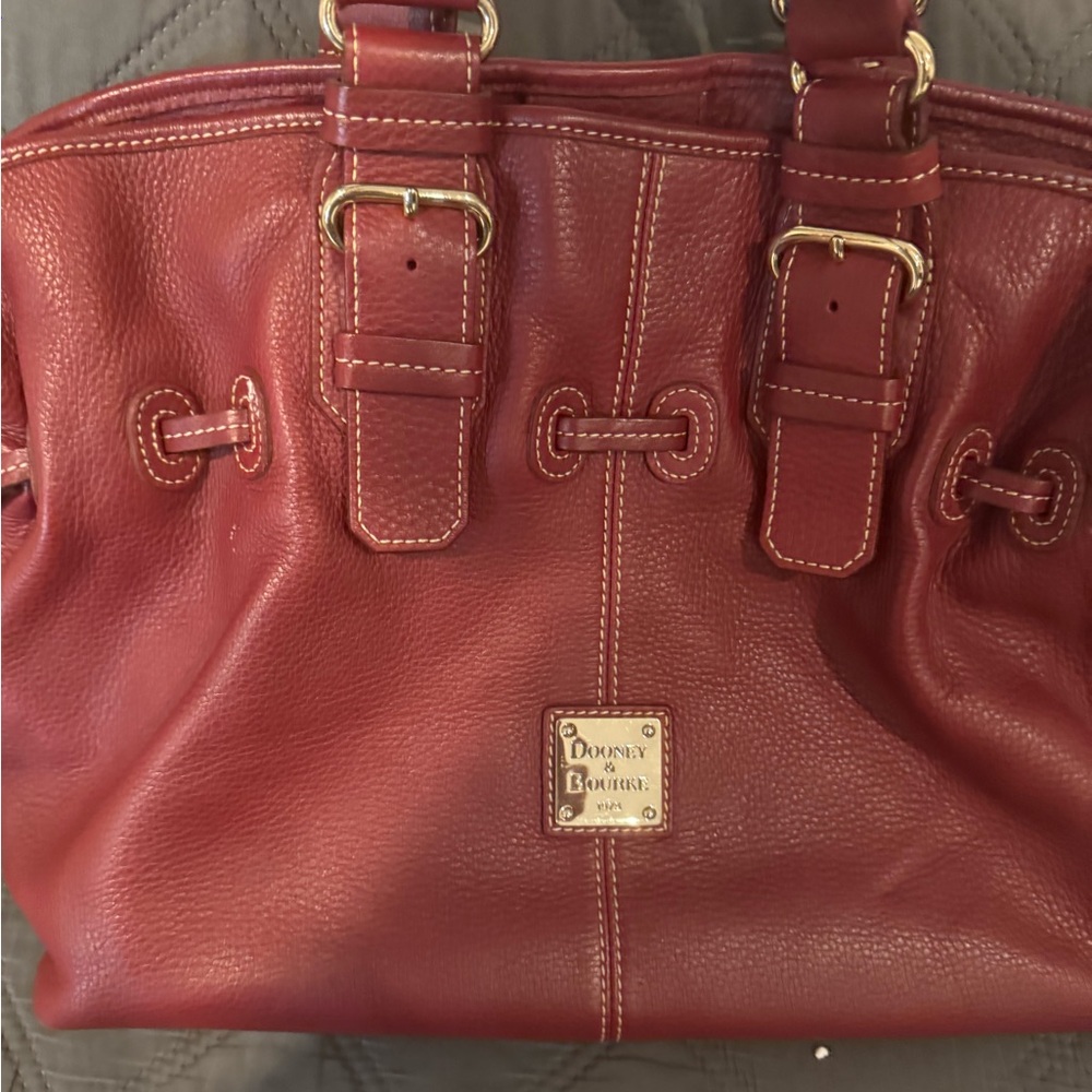 Dooney & Bourke Terracotta Leather Shoulder Bag with Gold Accents